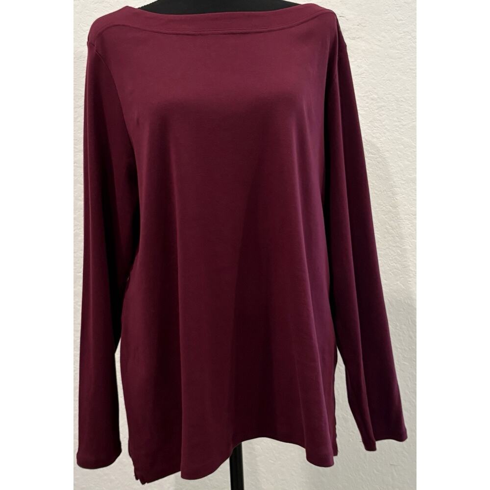 Chico's Plum Long Sleeve 100% Pima Cotton Top Size 3 (XL)
